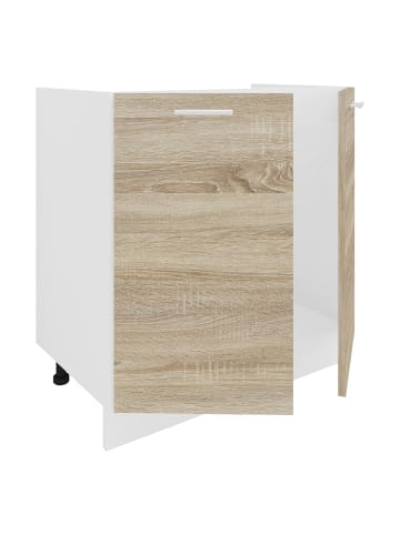 VCM  Spülenschrank Küche Breite 80 cm Esilo in Weiß / Sonoma-Eiche