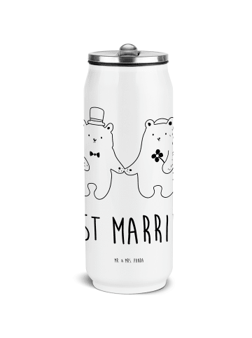 Mr. & Mrs. Panda Wasserflasche Bär Heirat mit Spruch in Weiß