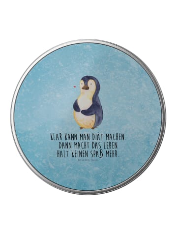 Mr. & Mrs. Panda Dose Pinguin Diät mit Spruch in Eisblau