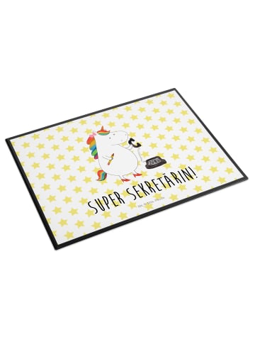 Mr. & Mrs. Panda Schreibunterlage Einhorn Sekretärin mit Spruch in Weiß