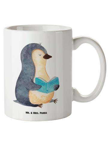 Mr. & Mrs. Panda Tasse Pinguin Buch ohne Spruch in Weiß