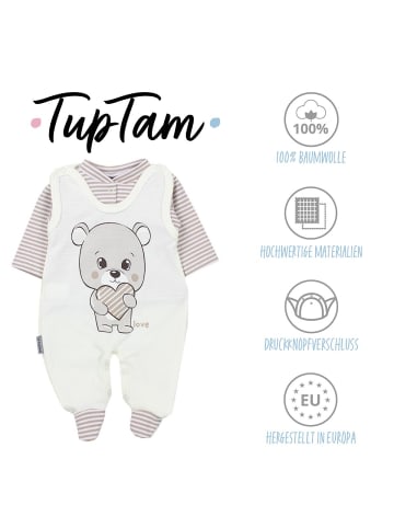 TupTam Baby Unisex Strampler-Set mit Aufdruck Spruch 2-tlg in creme