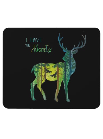 Mr. & Mrs. Panda Mauspad Hirsch I love the woods mit Spruch in Schwarz