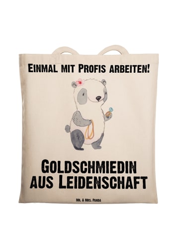 Mr. & Mrs. Panda Schultasche Goldschmiedin Leidenschaft mit Spruch in Creme