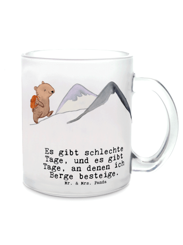 Mr. & Mrs. Panda Trinkglas Bär Bergsteigen mit Spruch in Transparent