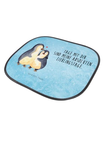 Mr. & Mrs. Panda Sonnenschutz fürs Auto Pinguin umarmen mit Spruch in Eisblau
