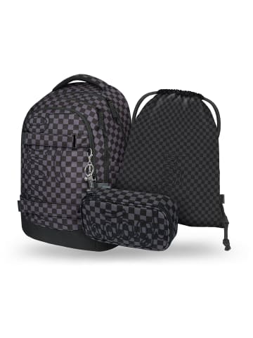 BAAGL 3-tlg. Set: Schulrucksack Skate max in Schwarz SKA grau