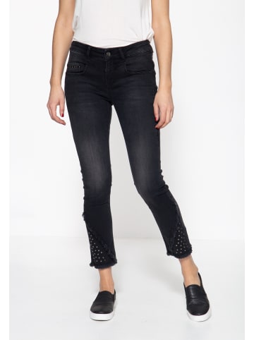 ATT Jeans ATT Jeans 5-Pocket Jeans mit gekürzter Beinlänge und Nieten Zoe cropped in schwarz