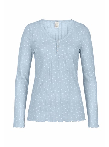 Hessnatur Pointelle Henley Schlafshirt in nordisch blau