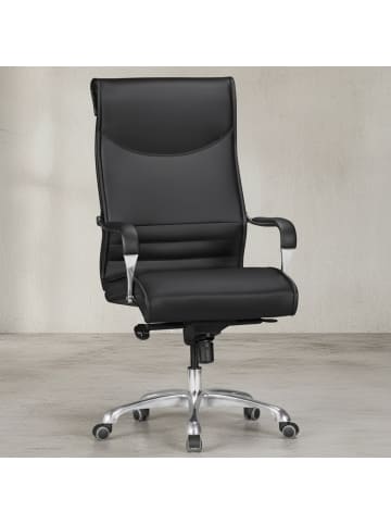 KADIMA DESIGN Bürostuhl XXL | Kunstleder, 150kg, Höhenverstellbar, Wippfunktion in Schwarz