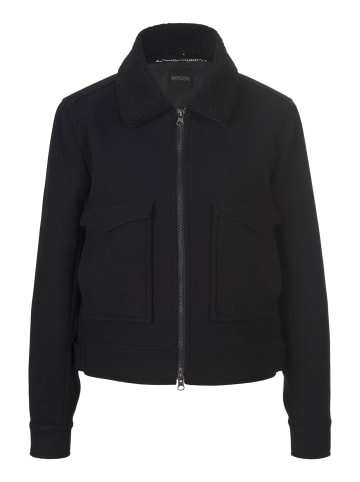 MADELEINE Kurzjacke mit abnehmbarem Webpelzkragen in schwarz