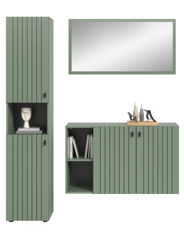 Inn.Furn Garderobe-Set grün 3-teilig 161 cm, Komplettset mit viel Stauraum