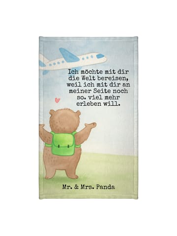 Mr. & Mrs. Panda Frotteehandtuch Bär Flugzeug Design mit Spruch in Weiß
