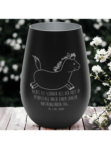 Mr. & Mrs. Panda Teelichthalter Pferd Springen mit Spruch in Schwarz
