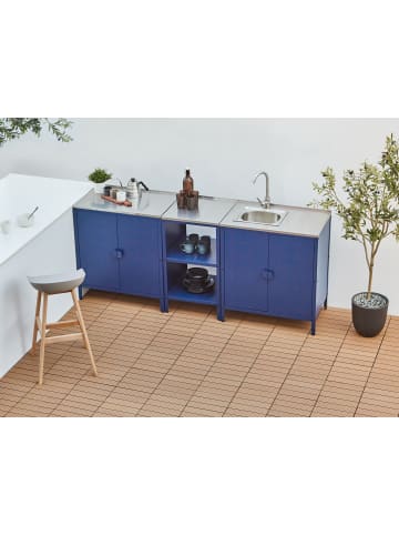 Beliani 3er-Set Gartenküche VILAMA in Blau/Silber