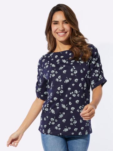 Sieh an! Kurzarmshirt in marine-ecru-bedruckt