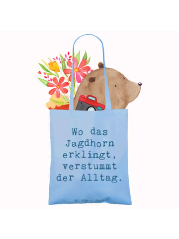 Mr. & Mrs. Panda Tragetasche Spruch Jagdhorn Melodie mit Spruch in Sky Blue