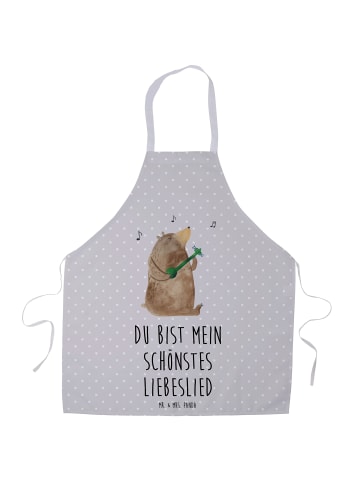 Mr. & Mrs. Panda Kochschürze Bär Lied mit Spruch in Grau Pastell