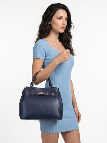 Samantha Look Handtasche echt Leder in blau