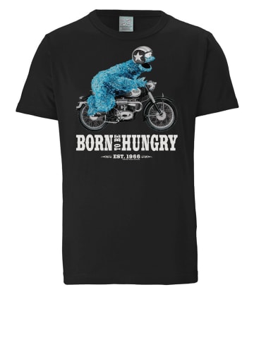 Logoshirt T-Shirt Sesamstrasse - Krümelmonster Motorrad in schwarz