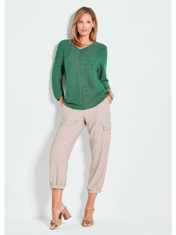 GOLDNER Eleganter V-Ausschnitt Pullover in smaragd