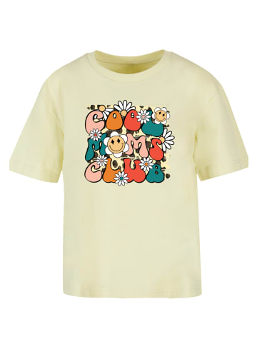 F4NT4STIC T-Shirt Muttertag Cool Moms Club Retro Blumen in softyellow
