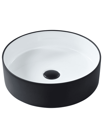 Beliani Waschbecken TEBAR in Schwarz/Weiß - (W) 40 x (H) 12 x (L) 40 cm