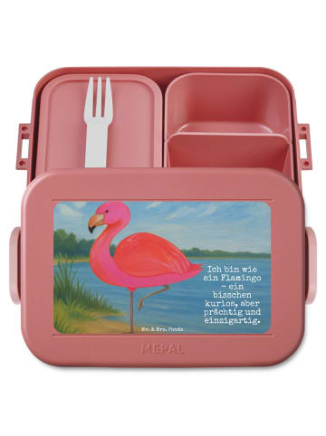 Mr. & Mrs. Panda Bento Box Flamingo Classic Design mit Spruch in Rot Pastell