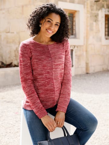 Sieh an! Langarm-Pullover in dunkelrot-flamingo-meliert