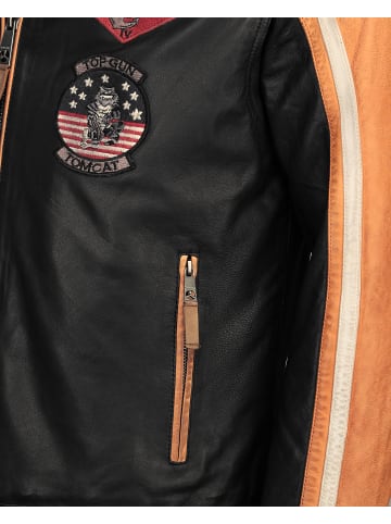 TOP GUN Lederjacke 31024850 in schwarz/orange