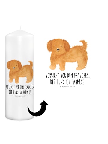 Mr. & Mrs. Panda Kerze Hund Flauschig mit Spruch in Weiß