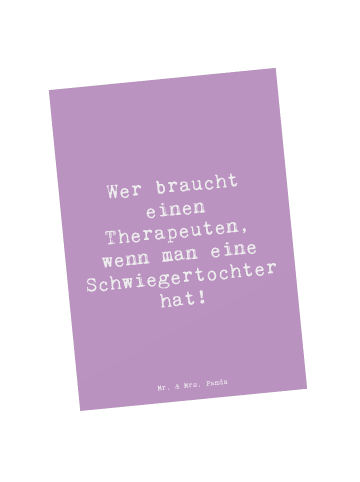 Mr. & Mrs. Panda Postkarte Spruch Schwiegertochter Humor mit Spruch in Lavendeltraum