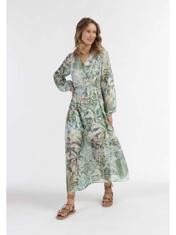 IZIA Damen Maxi Langarmkleid in Dschungel Druck