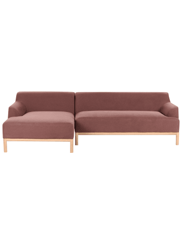 Beliani Ecksofa SOSJO in Rot/Heller Holzfarbton - (W) 251 x (H) 74 x (L) 132 cm