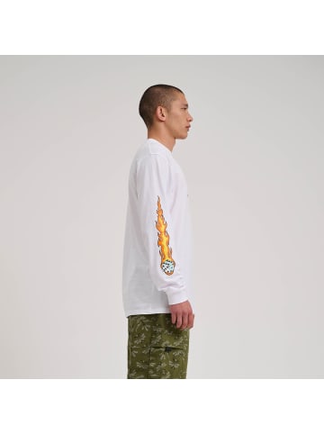 Santa Cruz Longsleeve "Flaming Dice Dot Front" in Weiß