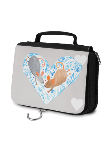 Mr. & Mrs. Panda Kulturbeutel Mäuse Herz ohne Spruch in Grau Pastell