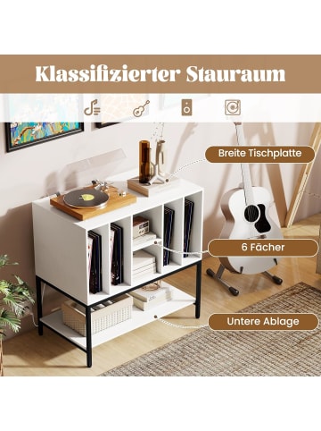 COSTWAY Plattenspielerständer mit Ladestation für über 150 Schallplatten in ‎Weiß