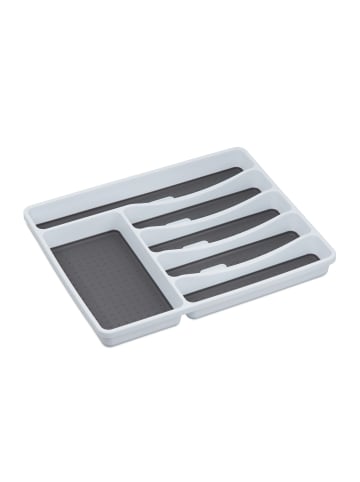 relaxdays 2 x Besteckkasten in Weiß/ Grau - (B)33 x (H)4,5 x (T)40 cm