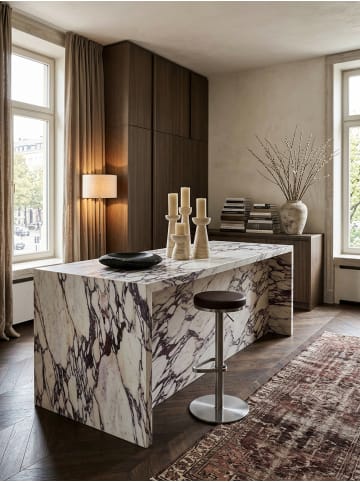 KADIMA DESIGN Barhocker ELBE | Höhenverstellbar, Gepolstert, Triangel-Fuß, 110kg in Braun