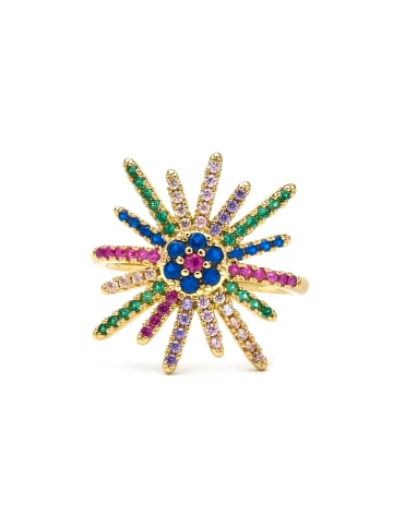 Luxenter Ring Daob mit 18 Karat  verstellbar Gelbgold-Daob multicolored
