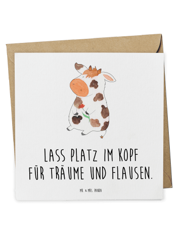 Mr. & Mrs. Panda Einladungskarte Kuh mit Spruch in Weiß