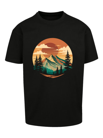 F4NT4STIC Heavy Oversize T-Shirt Sonnenuntergang Berglandschaft in schwarz