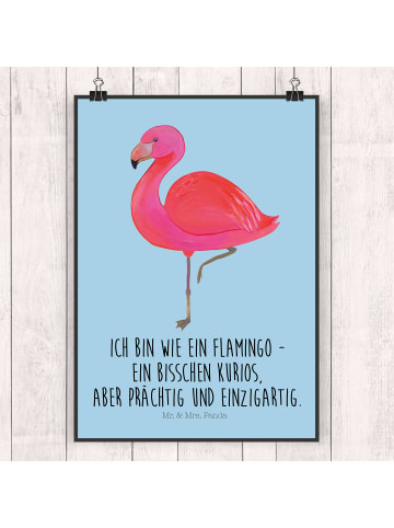 Mr. & Mrs. Panda wanddeko Flamingo Classic mit Spruch in Blau Pastell