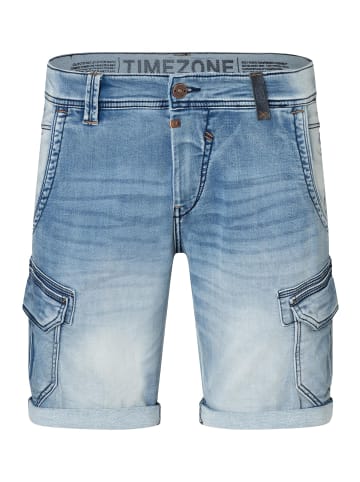 Timezone Slim Fit Cargo Jeansshorts elegant mit Seitentaschen und Umschlag in Hellblau