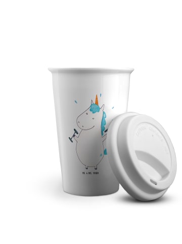 Mr. & Mrs. Panda To Go Becher Einhorn Fitness ohne Spruch in Weiß