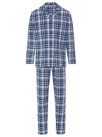 Hanro Pyjama Cozy Comfort in Pacific squares
