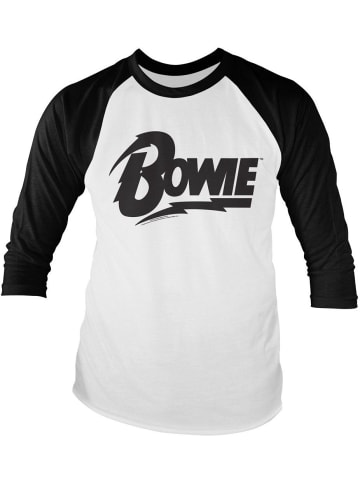 David Bowie Longsleeve "Logo Baseball Long Sleeve Tee" in Weiß
