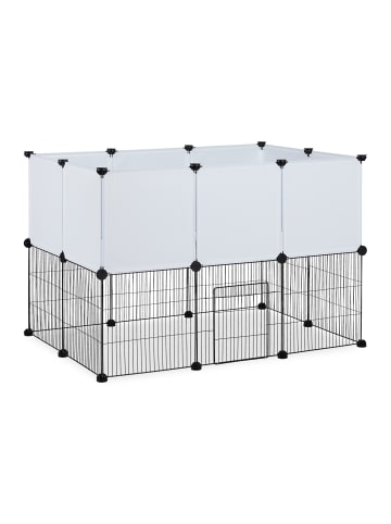 relaxdays Freilaufgehege in Schwarz/ Weiß - (B)110 x (H)72,5 x (T)74 cm