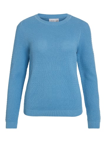 Vila Struktur Strickpullover Kuscheliger Design Sweater VIDALO in Blau-4
