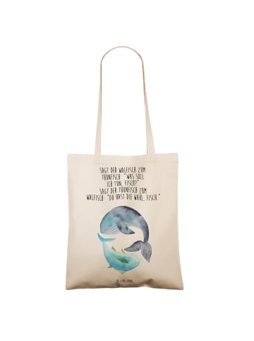 Mr. & Mrs. Panda Strandtasche Walfisch Thunfisch mit Spruch in Creme
